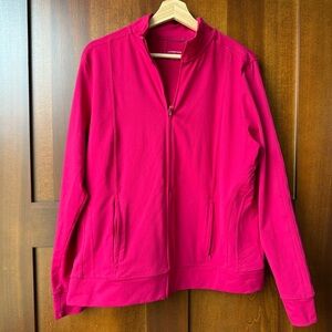 Women’s Lands End Full Zip Fuchsia Athletic Yoga Jacket Size Large